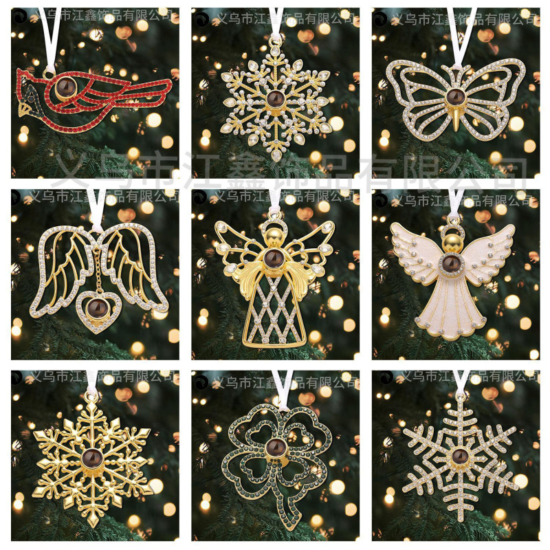 Cross-border fashion retro Christmas pendant 100 languages I love you memory couple ribbon pendant accessories wholesale Cross-border fashion retro Christmas pendant 100 languages I love you memory couple ribbon pendant accessories wholesale