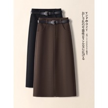 咖色毛呢半身裙女秋冬款2025新款气质百搭高级感a字裙一步包臀裙