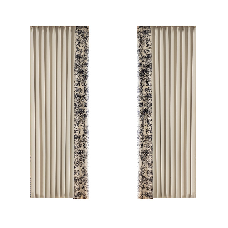 Shaoxing Keqiao French Cream Chener Cortinas sombreado Dormitorio Impresión a juego Cortinas nórdicas de estilo retro Productos terminados