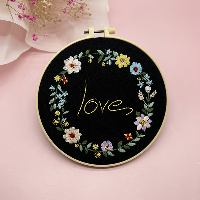 Pintura colgante hecha a mano Paquete de material de bricolaje de flores y plantas bordadas en inglés Serie de mariposas de flores bordadas en 3D Lu Pintura básica para principiantes