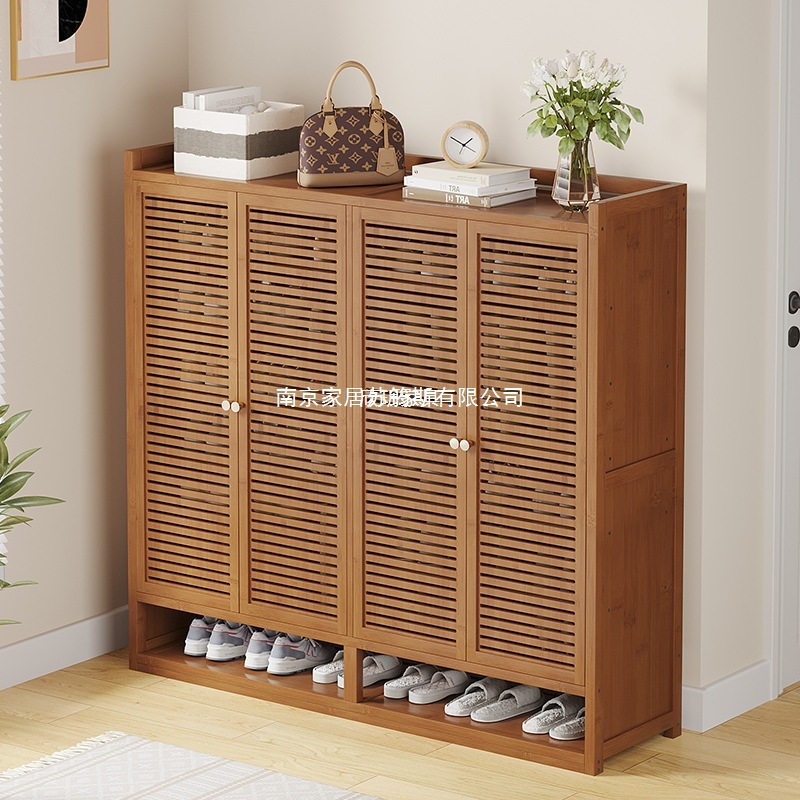 New Shoe Cabinet for Home Entrance, Multi-Layer Indoor Shoe Rack, Stylish 2025 Solid Wood Dustproof Shoe Rack for Rental Housing