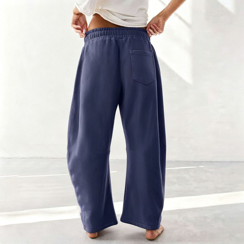 Popular wide-leg women's casual pants with back pockets, spring/autumn elastic waist sweatpants, straight-leg long pants, versatile and in stock Popular wide-leg women's casual pants with back pockets, spring/autumn elastic waist sweatpants, straight-leg long pants, versatile and in stock