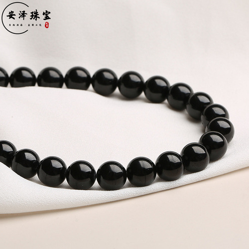 Anze Jewelry Baijia Xing Beads Natural Black Agate Loose Beads Semi-finished Chain DIY Jewelry Accessories Wholesale