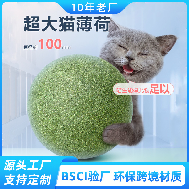 Personalizado 10cm gato grande menta juguete bola gigante sin pico juguete gato fuego juguete gato molido artefacto mordida juguete