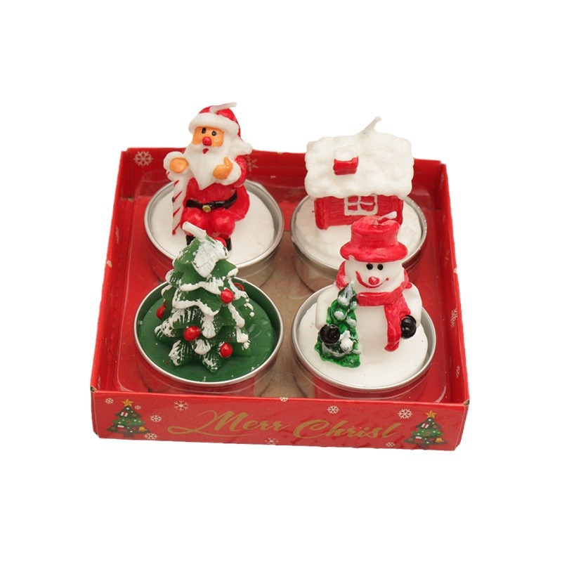 Navidad 4 velas traje viejo hombre árbol muñeco de nieve carnaval cena con velas románticas Navidad vela al por mayor