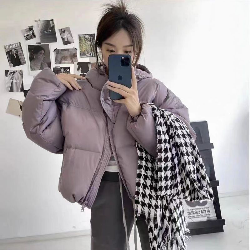 羽绒服女2025年冬季新款韩版小个子连帽加厚面包服短款肯豆风外套|undefined