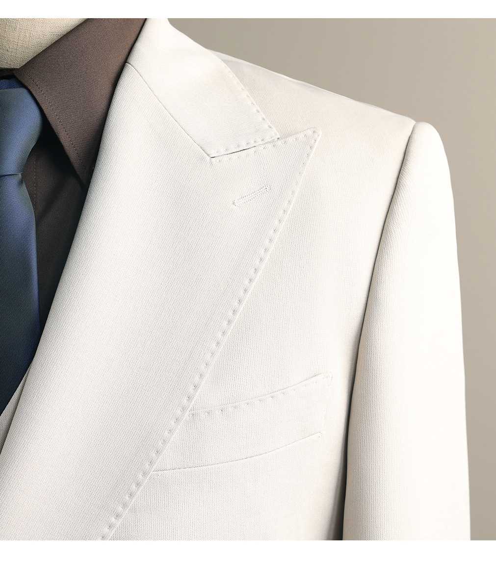Whale Lion Custom Made Men's Three Piece Suit Set High End Business Casual Formal Apricot White Wrinkle Resistant_viptrois.com