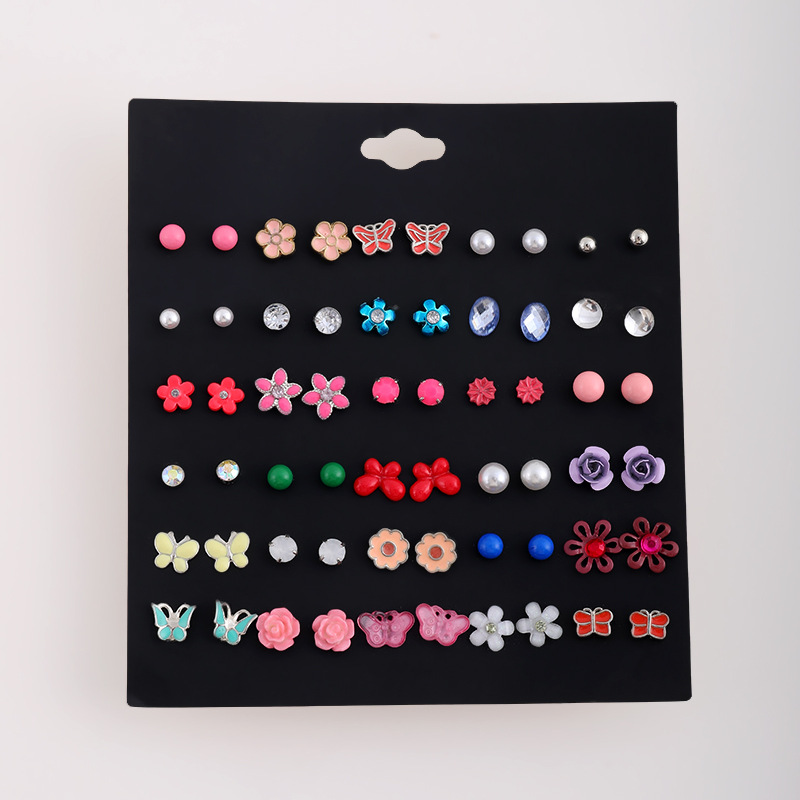 Simple Style Flower Butterfly Alloy Plating Inlay Rhinestones Ear Studs 1 Set