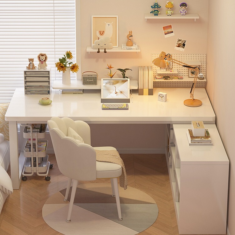 Corner Desk Student Home Writing Desk Corner Desk L-Shaped Desk Bookshelf Integrated Table Bedroom Computer Desk