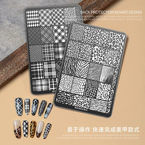 Nail Art Tool Plaid Print Steel Plate Transfer Winter Snowflake Kt Cat French Plaid Leopard Print Fireworks Pattern Template