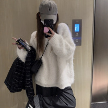 加厚羊圈毛~一件氛围感拉满白毛衣!慵懒宽松oversize针织大毛衣