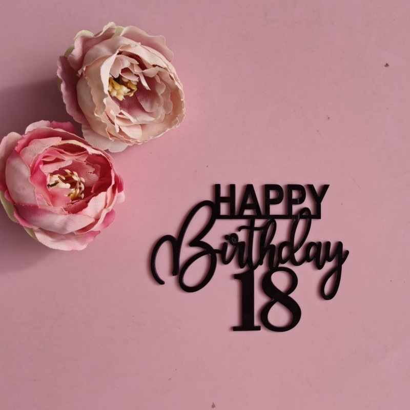 越境ins風アクリル18歳誕生日おめでとうケーキ装飾誕生日パーティーデザート台装飾ケーキ挿入|undefined