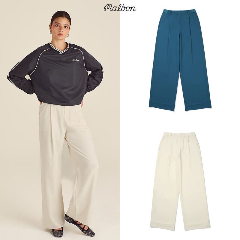 South Korea Malbon Golf Pants Women's 25 Spring and Summer Pure Color Sports Quick-Drying Fashion Light and Loose Straight Pants South Korea Malbon Golf Pants Women's 25 Spring and Summer Pure Color Sports Quick-Drying Fashion Light and Loose Straight Pants