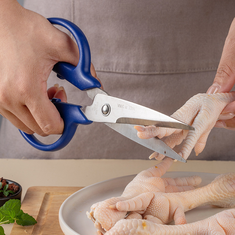Kitchen blue strong stainless steel household scissors multi-functional office kitchen scissors meat food scissors