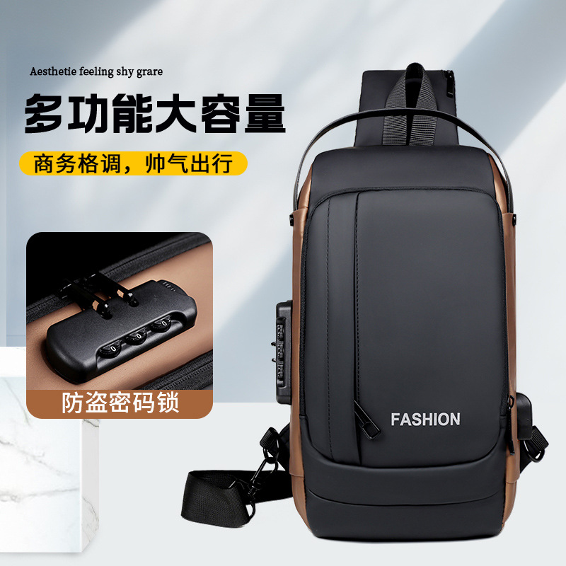 Bolso de hombre bloqueo de contraseña anti-robo bolso de mano de hombre bolsa de alta calidad bolsa de transporte de red transfronteriza bolsa de transporte de hombre bolso de pecho de gran capacidad