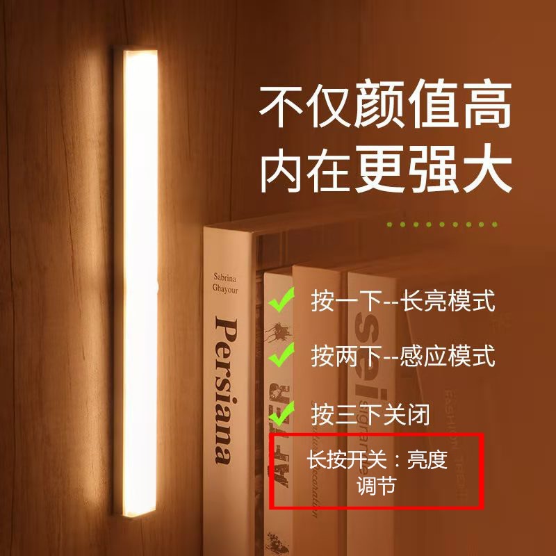 Human Sensor Light Bar Cabinet Charging Bedroom Closet Hallway Night Light Long Dresser Staircase Automatic Ultra-thin Sensor Light