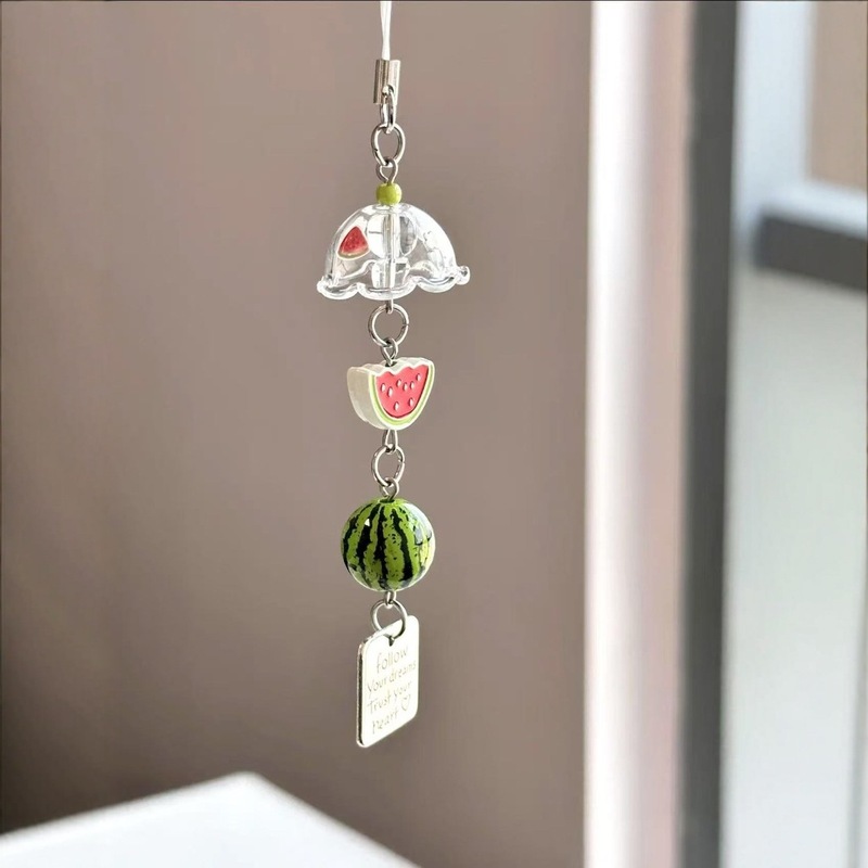 Watermelon Wind Chimes Handmade Beaded Homemade Simple Pendant Girls Ins Mobile Phone Chain Cute Goo Ben camera bag Watermelon Wind Chimes Handmade Beaded Homemade Simple Pendant Girls Ins Mobile Phone Chain Cute Goo Ben camera bag