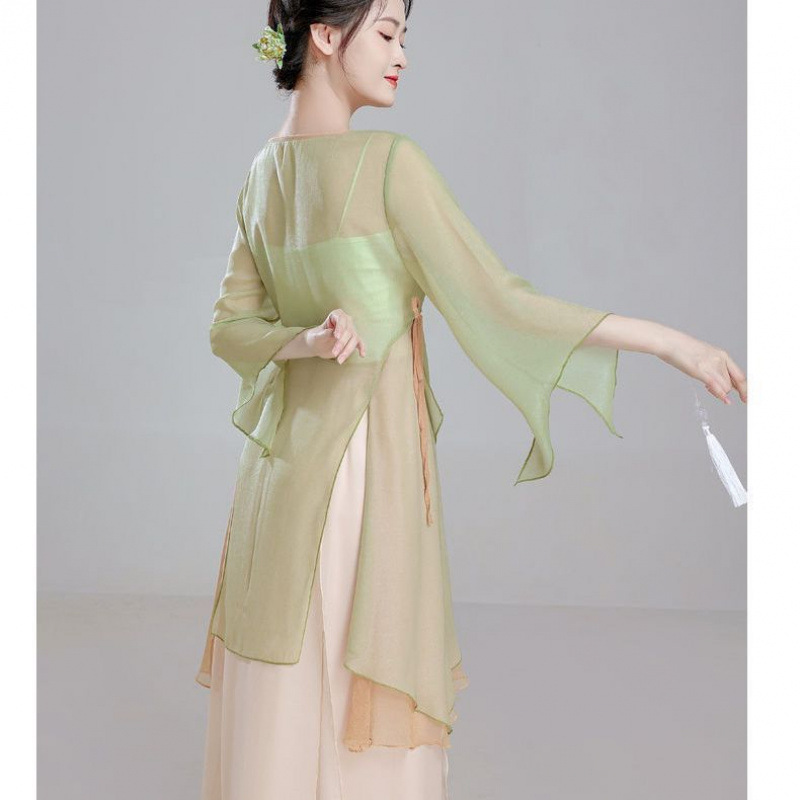 Ropa de danza clásica de mujeres vestidos de gaza elegante vestidos de danza vestidos de entrenamiento de danza vestidos de mujeres vestidos de rendimiento vestidos de chiffon de estilo antiguo fábrica