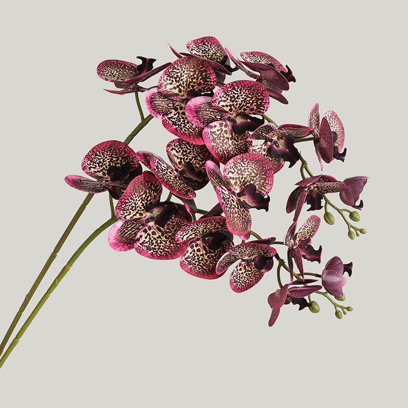 禪意茶室擺件仿真手感蝴蝶蘭 婚慶布置仿真3D打印9頭蝴蝶蘭假花