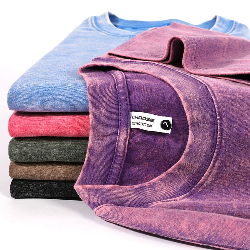 230 г чистый хлопок, потертая футболка, тяжелая хлопковая футболка с открытыми плечами для мужчин и женщин, свободный топ с круглым вырезом большого размера