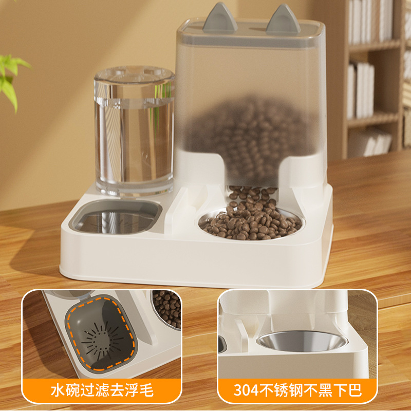 Suministros para mascotas Orejas de gato Alimentador automático de agua potable Tazón para perros Tazón para gatos Dispensador de agua dos en uno de gran capacidad Tazón para gatos Tazón para perros