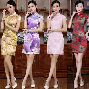 女款2018改良少女日常優雅旗袍禮儀迎賓改良伴娘民國風短款禮服
