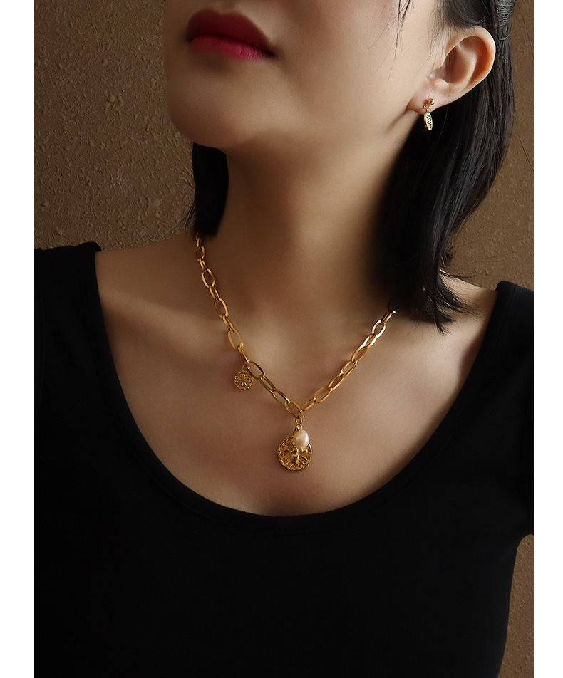304 Stainless Steel Pendant Material Necklace Classification 304 Stainless Steel Chain Material PVD Coated Real Gold Plated Geometric Titanium Steel Fashion Waterproof Non Tarnish Necklace