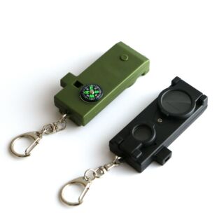 Outdoor survival supplies 4-in-1 whistle multifunctional portable emergency compass magnifying glass flashlight