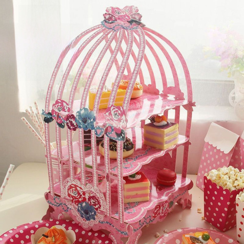 Paper birthday cake stand with three added layers, birthday party, wedding dessert table, cake stand, afternoon tea party supplies