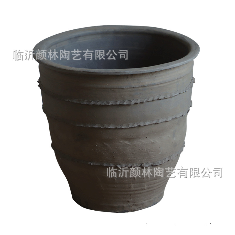 maceta de cerámica gruesa gran calibre maceta de cerámica decorativa de alojamiento residencial tanque de cerámica ventilada retro plantación de árboles maceta grande pura mano