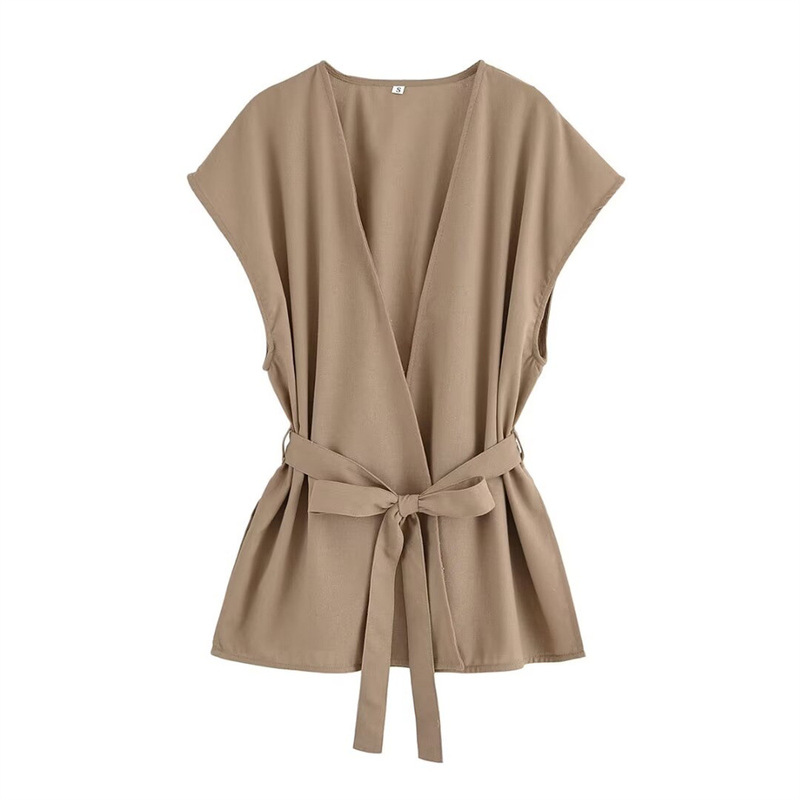 2025 Spring and Summer New European and American Style Women's Fashionable Casual Kimono-Style Vest Suit 2025 Spring and Summer New European and American Style Women's Fashionable Casual Kimono-Style Vest Suit