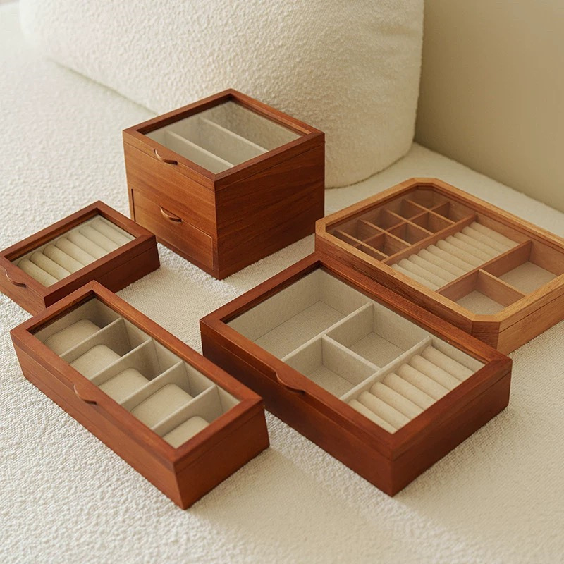 Jewelry Box European Style Wooden Retro Desktop Jewelry Ring Box Watch Box Earrings Retro Jewelry Jewelry Box