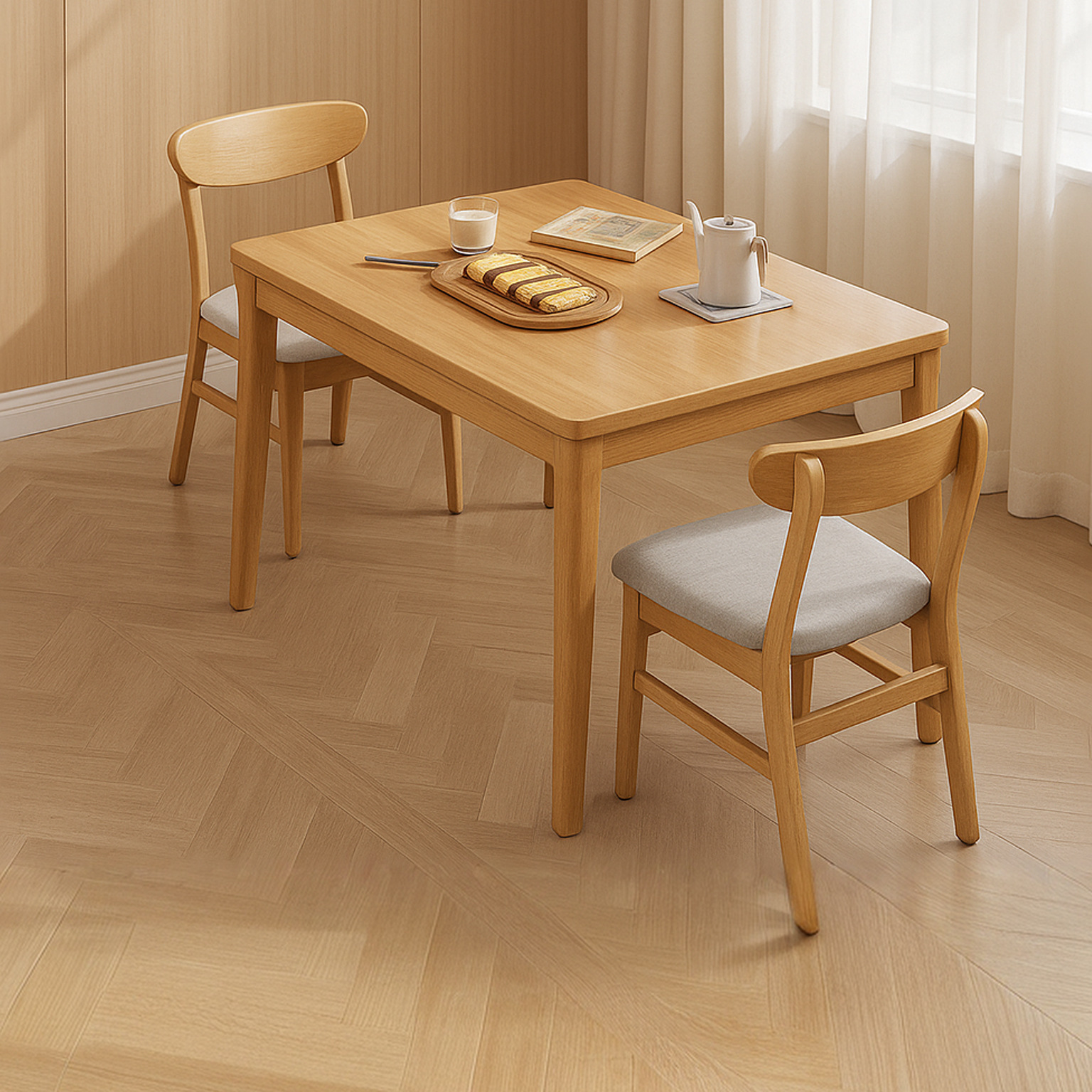 折叠餐桌家用小户型吃饭桌子现代简约多功能不占空间伸缩桌椅组合