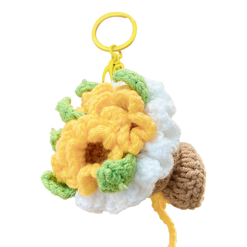 Buenas cosas ocurren en línea tejedido colgante de llaves tejedido bolso de lana colgante adorable exquisito bolso de llaves de mujer