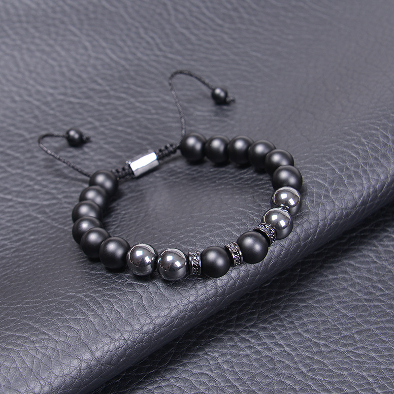 35g Weight Copper Inlay Material Original Design Solid Color Natural Stone Copper Beaded Handmade Inlay Copper Men's Bracelets Men Beaded Bracelets