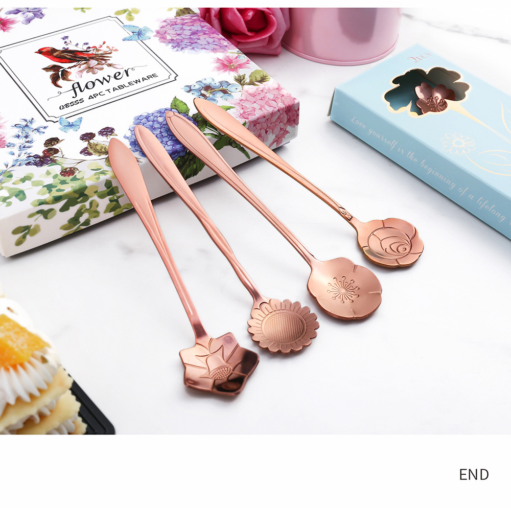 Stainless Steel Material Flower Pattern Vacation Style Vacation Flower Stainless Steel Spoon 1 Piece 1 Set