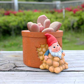 创意树脂土豆矮人花盆欧式设计可爱绿植花器桌面家居花园阳台装饰