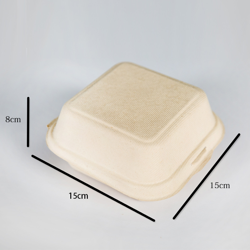 Bagasse burger box disposable lunch box pulp lunch box cake box conjoined Net red dessert box