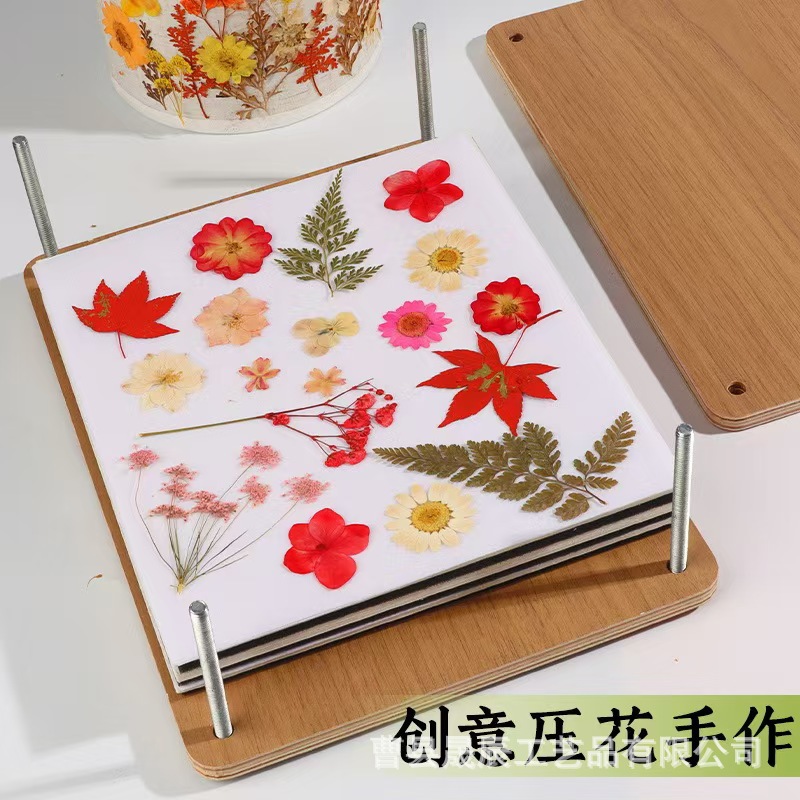 Tablero de madera en relieve, paquete de material de muestra de planta de bricolaje hecho a mano, máquina de prensado de flores secas, herramienta de creación de marcos de fotos de marcadores