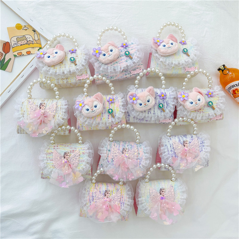 Bolso de hombro para niños 2023 nueva moda princesa portátil estilo occidental lindo algodón y lino bolsa pequeña mini bolsa de mensajero para padres e hijos
