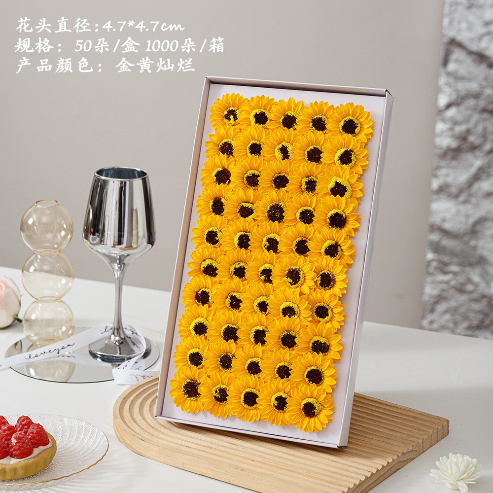 Flores de simulación regalo de mano mini girasoles flor inmortal accesorios de flores falsas al por mayor jabón DIY hecho a mano