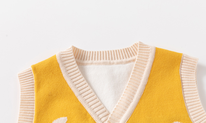 Chaleco con cuello en v para niños de algodón fino unisex_voghion.com