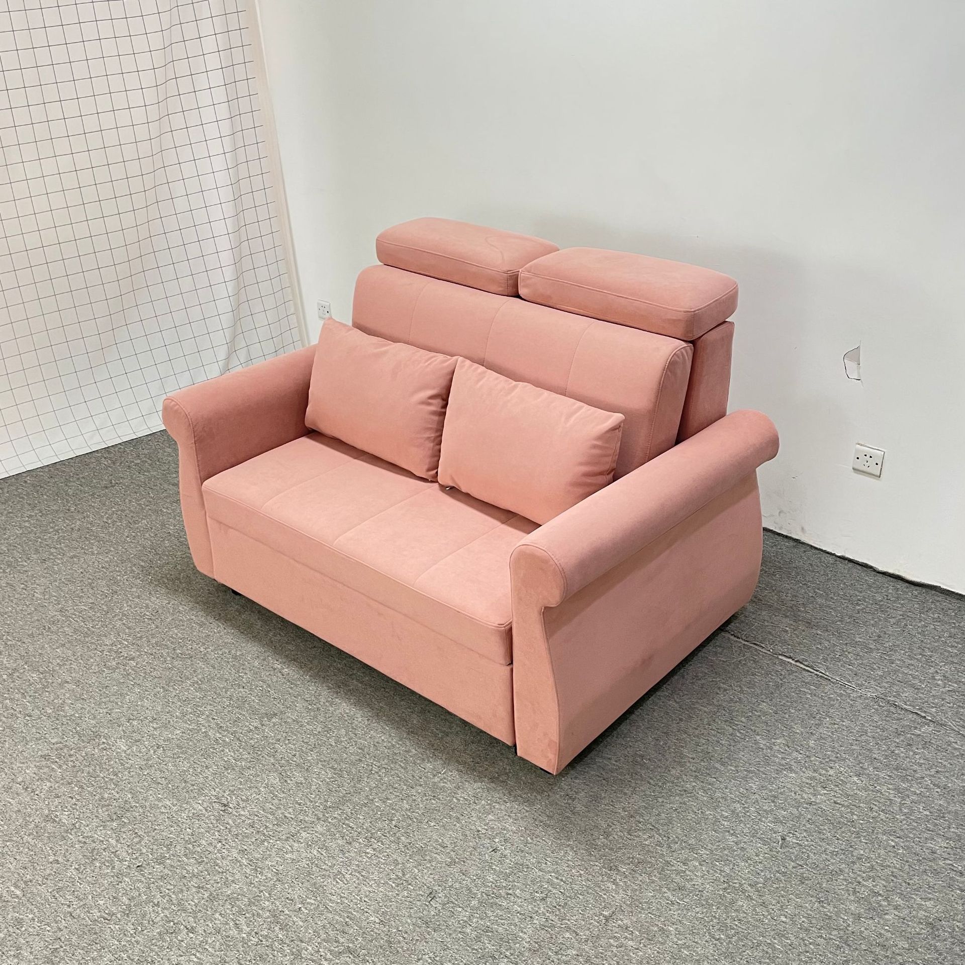 Sofá cama de doble propósito plegable de tipo pequeño sala de estar moderna y simple tecnología sin lavado para peinar tela de lana