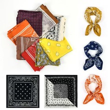 欧美复古仿真丝腰果花方巾70CM多色印花丝巾百搭发带装饰领巾批发