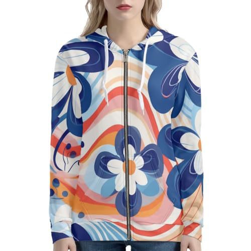New Cross-Border Amazon Autumn and Winter Women's Daisy Cat Maple Leaf Print Zipper Trendy Brand Women's Sweatshirt 2025