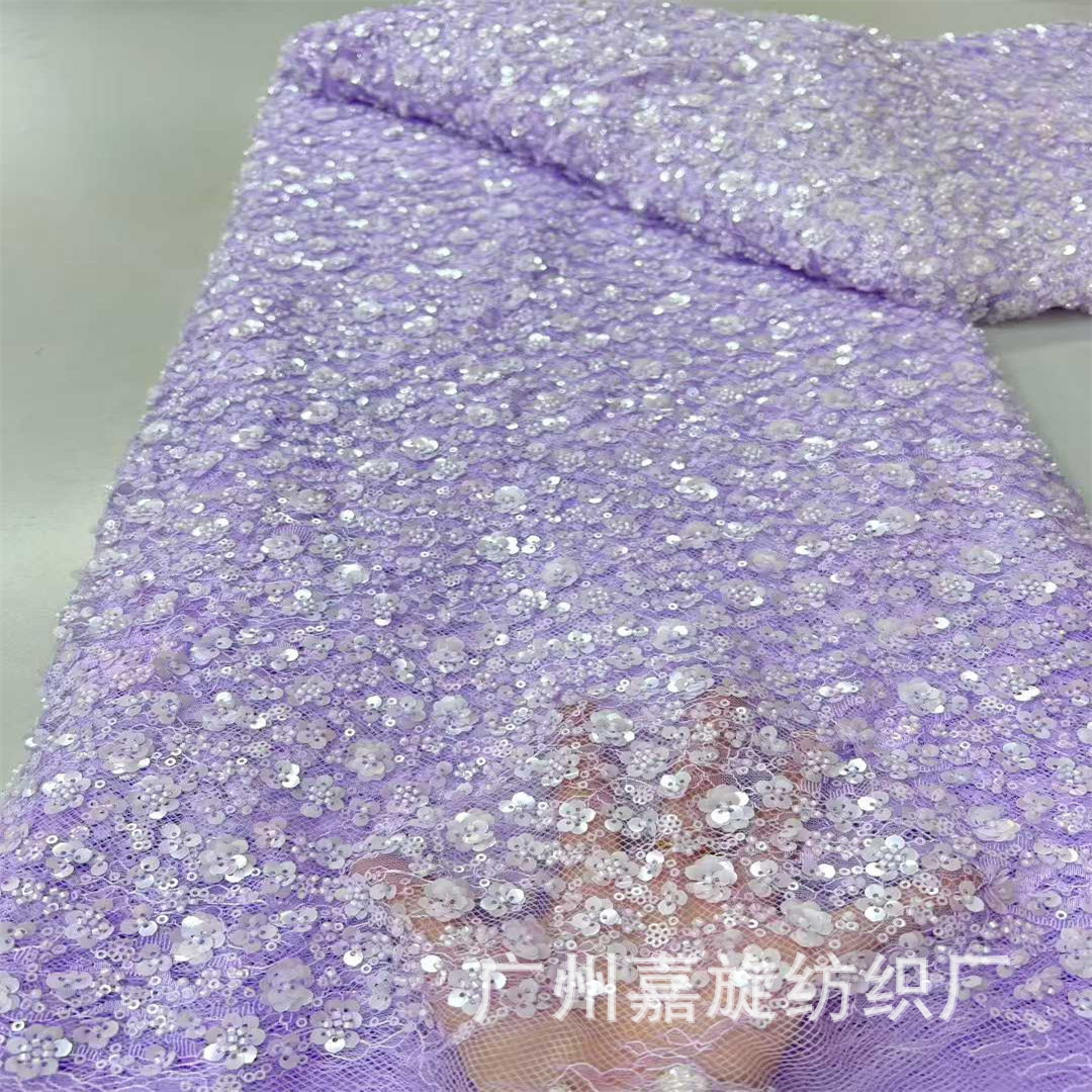 Tela de encaje bordada con cuentas en tubo de patrón irregular estilo europeo y americano, estilo fresco para vestidos, vestidos de novia, tela de encaje para ropa infantil.