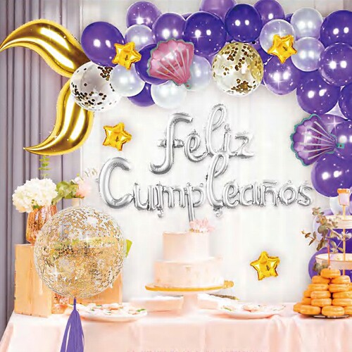 New conjoined Spanish and English aluminum film balloons anniversary birthday party shopping mall event decoration layout