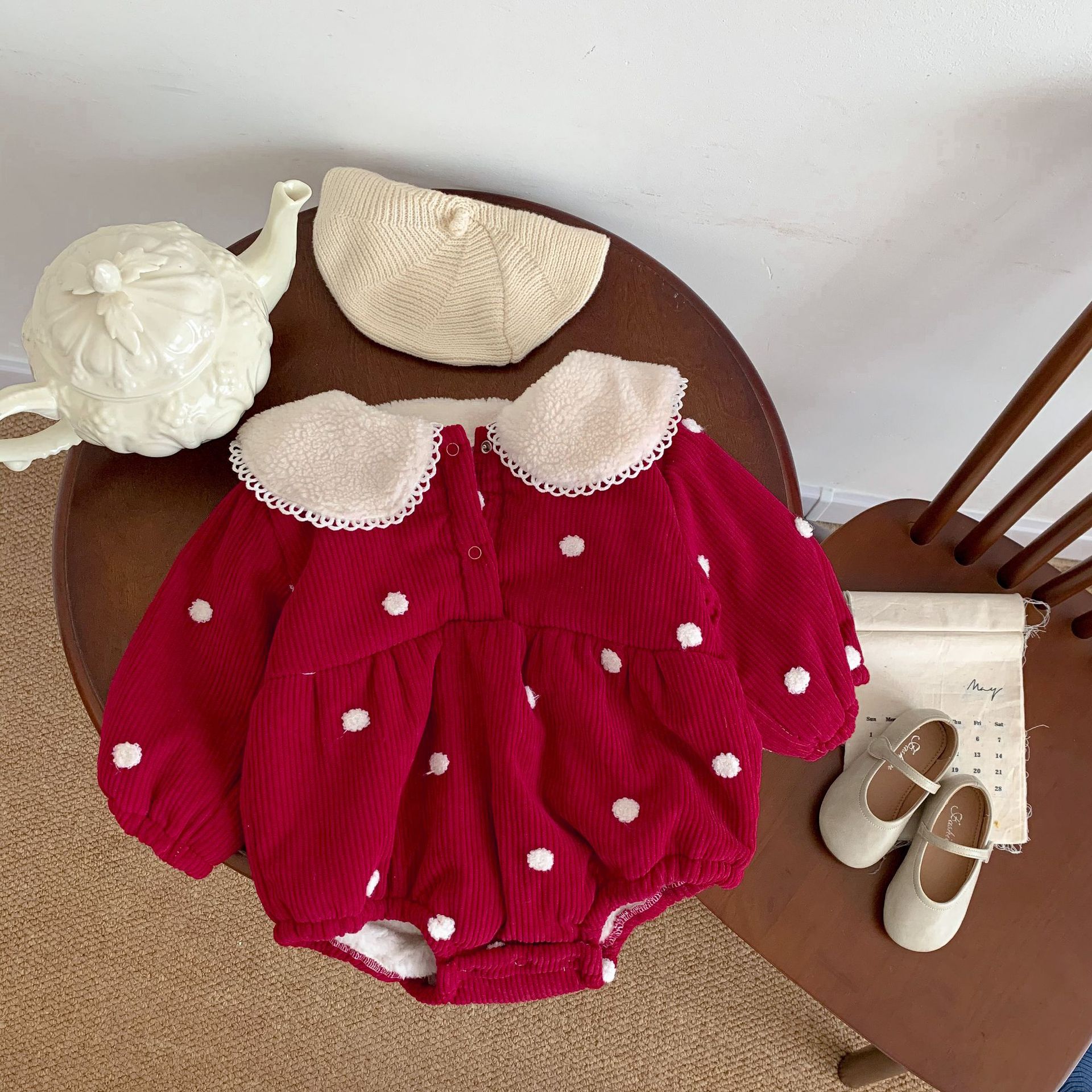 Princess Solid Color Cotton Baby Rompers display picture 2