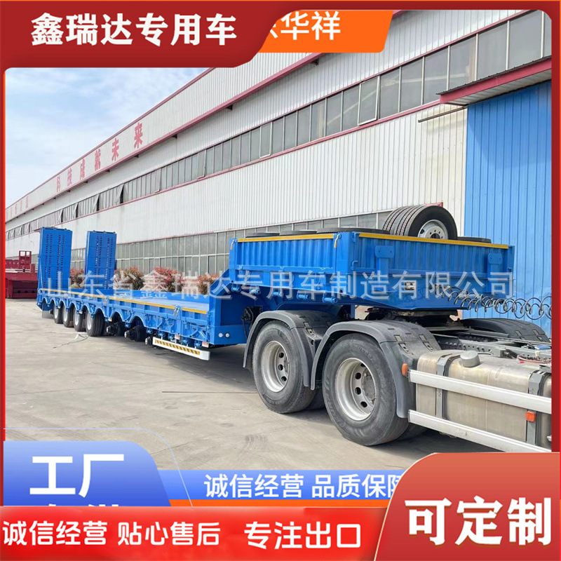 Exported to Africa Heavy-Duty Low-Flatbed Semi-Trailer with a Load Capacity of 80 Tons Semi-Trailer 15.5m Excavator Trailer