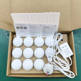 12V48mm金属铝底好莱坞化妆镜灯三色可调光LED球泡灯